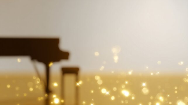 Golden motes dance around a shadowed piano silhouette, evoking Diwali magic and the allure of nocturnal jazz