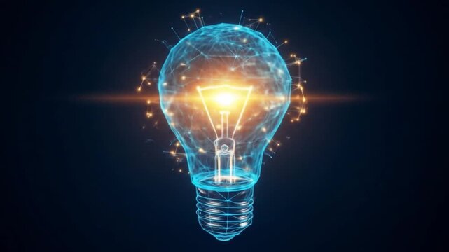 Abstract lightbulb concept digital technology innovation and creativity