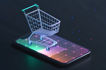 Holographic cart hovering above a phone