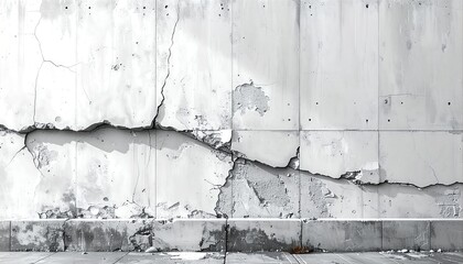 Cracked Concrete Wall with Visible Damage.
