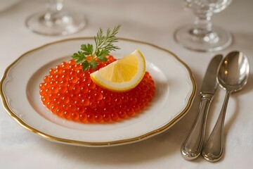 red caviar on a plate