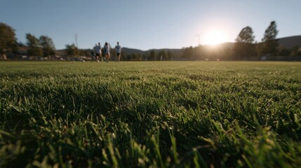 Sunlit grass whispers tales of twilight soccer magic, embracing friendship and celebration of La Tomatina's vibrant energies
