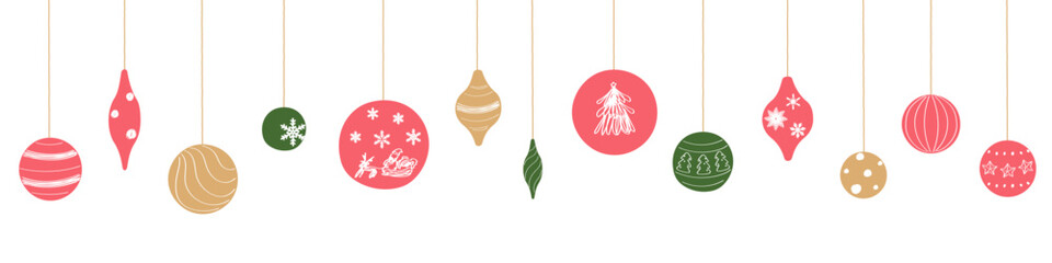 手描き風のかわいいクリスマスオーナメントセット