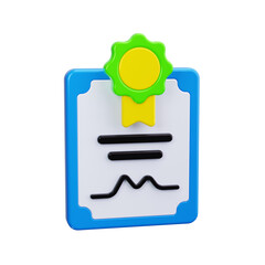 certificate 3d render icons