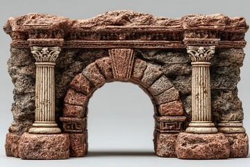 Obraz premium Ruined ancient archway with stone pillars high resolution picture