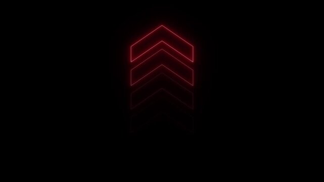 Animated neon Up arrow. Up arrow isolate motion. direction arrow icon. arrow pointing up 4k video.