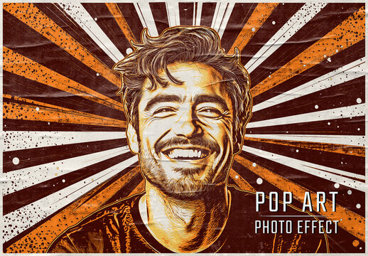 Vintage Pop Art Retro Photo Effect Mockup