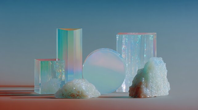 Premium Opalite Jewelry Product Cards on Minimalist Tan Background Modern Luxury Marketing Content for Online Catalogues