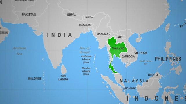 Thailand highlighted on world map view
