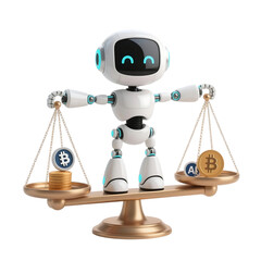 Cute AI Robot 3D in Trading and Investment Concept Isolated on Png Background