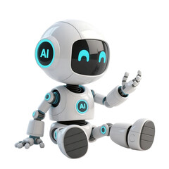Cute AI Robot 3D in Trading and Investment Concept Isolated on Png Background
