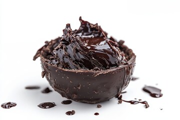 Chocolate splash creates a stunning visual with rich textures on a clean white background showcasing the essence of dessert elegance and culinary artistry