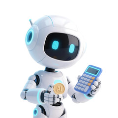 Cute AI Robot 3D in Trading and Investment Concept Isolated on Png Background