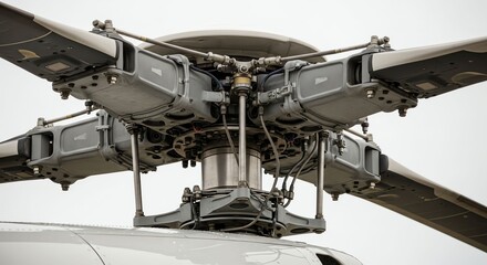 Aerial Helicopter Rotor System with Mechanical Components and Metal Structure