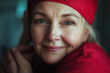Mature woman nurse provides support with empathy and compassion in a healthcare environment during daylight hours
