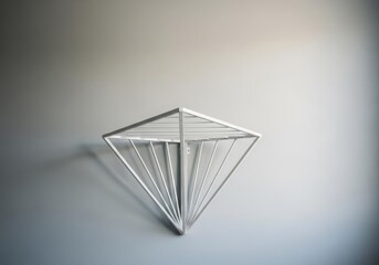 Modern White Diamond Geometric Art on Neutral Wall with Soft Lighting