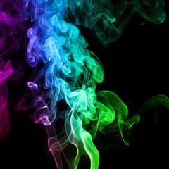 Fototapeta premium Abstract artwork depicting vibrant, colorful smoke against a stark black backdrop