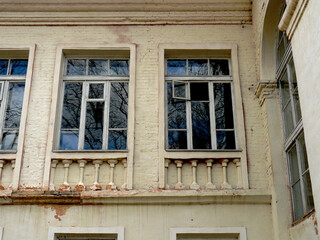 Fraguiment of soviet building with old windows