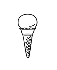 シンプルな手描きのアイスクリーム（シングル）の線画イラスト