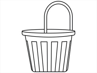 Shopping Basket Line Icon. Editable stroke. Simple black and white vector illustration of a plastic supermarket basket. Isolated on a white background.