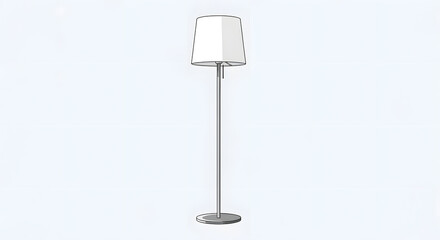 Contemporary minimalist floor lamp with a clean white conical shade and sleek metal stand, providing elegant ambient lighting and modern decor for interior spaces