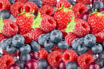 variety of tasty fresh fruits and berries