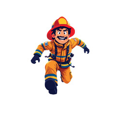 Vsai firefighter man cartoon character running protecting service
