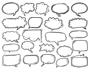 Collection of hand-drawn speech bubbles and comic book dialogue illustrations