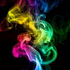 Obraz premium Abstract artwork showcasing colorful, swirling wisps of smoke