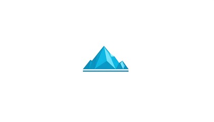 Abstract illustration of geometric blue mountains on white