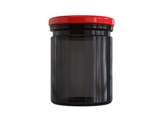 Multipurpose dark clear glass bottle with front red cap