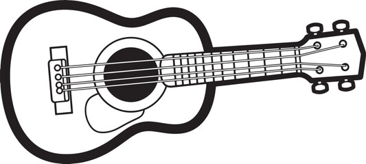 Fototapeta premium Simple hand drawn black and white illustration of a ukulele or small acoustic guitar
