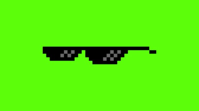 Pixel glasses meme, pixel glasses, glasses animation, green screen video, sunglasses meme, like a boss meme, pixel art, video, fun, glasses icon