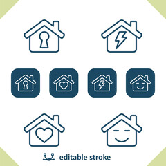 Real Estate Icons. House, Houses, Building, Keyhole, Electricity, Dream Home Icon