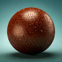 A textured sphere with a brown surface, slightly off-axis