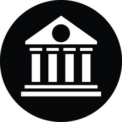 Bank building icon vector silhouette illustration government finance legal court authority symbol design