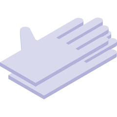 Pair of light purple isometric medical examination gloves on a transparent background for protection and hygiene purposes