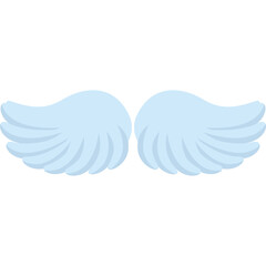 Pair of light blue feathered angel wings with a transparent background isolated on white studio background symbol of innocence and purity with soft lighting