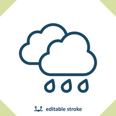 Raining Icon - Rain, Weather, Cloud, Cloudy, Raindrop, Droplet