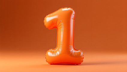 Inflatable orange numeral 1 countdown effect display