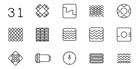 Collection of assorted line art icons providing creative options and visual interest for design projects, perfect for web design, branding, and user interfaces