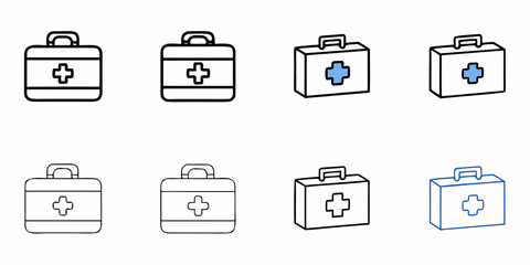 Essential first aid kit icons for emergency preparedness and medical assistance, promoting safety and well-being in healthcare and home safety initiatives