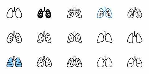 Lungs health concept illustrations with various designs, showcase medical and scientific anatomical art for healthcare and pulmonary wellness awareness
