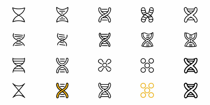 Modern DNA Helix Icons for Science and Healthcare Projects, Clean Vector Graphics for Websites, Presentations, and Educational Materials, Genetic Research