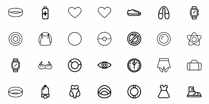 Outlined lifestyle icons collection for creative projects, perfect for website design and social media visuals, convey modern style with this versatile set