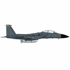 F15 Eagle fighter jet with missile illustration.