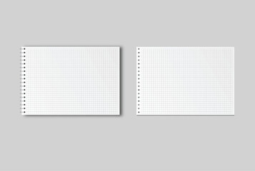 Vector realistic 3d spiral notebook sheets mockup with paper binder page for memo pads, isolated. For the business presentation journal, notepad, booklet, catalogue, publisher, advertising corporate
