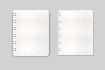 Vector realistic 3d spiral notebook sheets mockup with paper binder page for memo pads, isolated. For the business presentation journal, notepad, booklet, catalogue, publisher, advertising corporate
