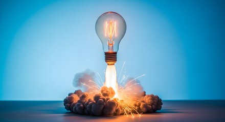 Lighting Up Ideas A Creative Spark Igniting Innovation and Inspiration with a Rocket Bulb