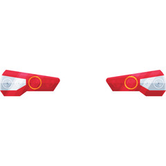 Pair Of Red And White Automobile Tail Lights With Transparent Background Isolated On White
